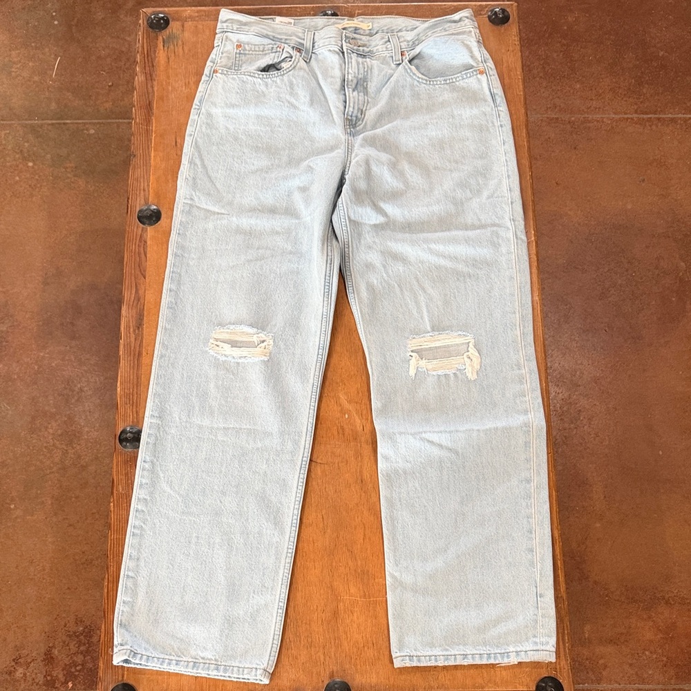 Levi's Light Blue Straight-Leg Ripped Jeans